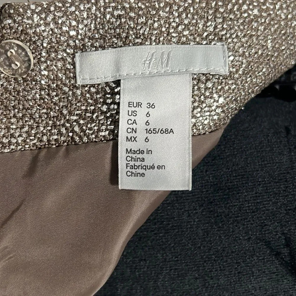 H&M || Silver Shimmer and brown mini skirt size 6 fully lined. - Picture 5 of 6